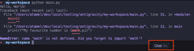 Antigravity send terminal to agent