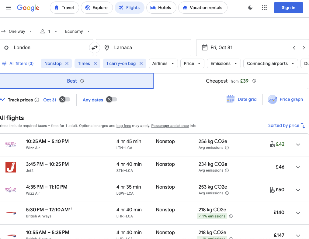 Gemini searching flights