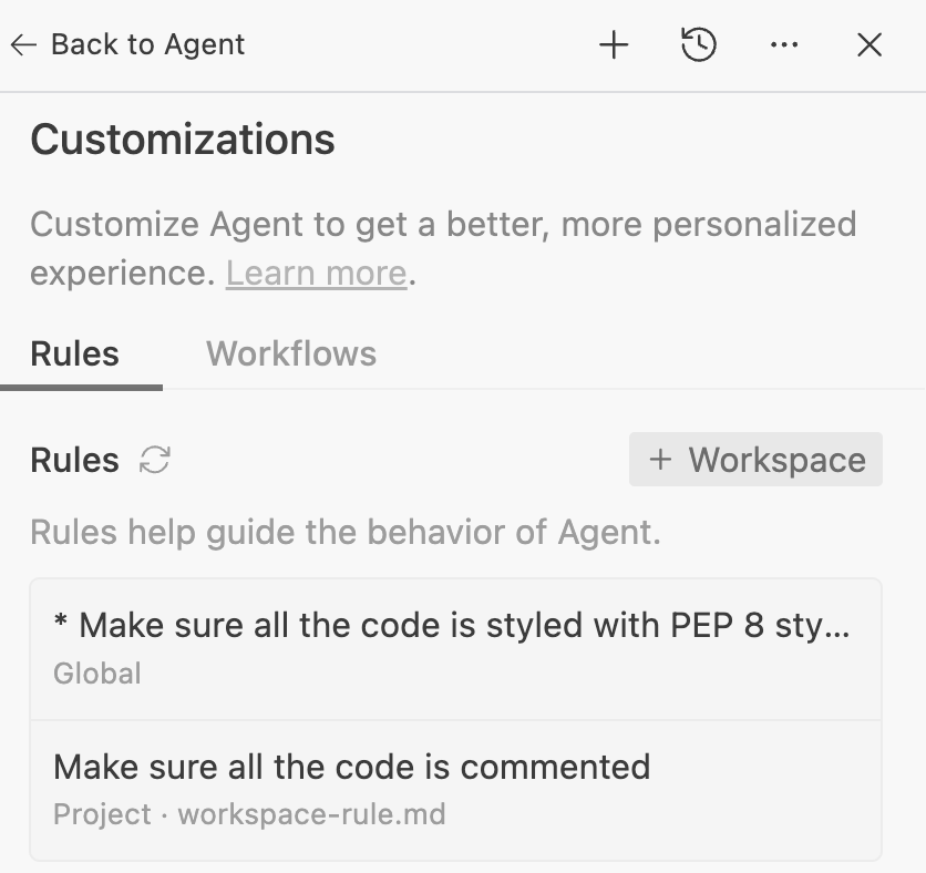 AGY IDE Rules and Workflows