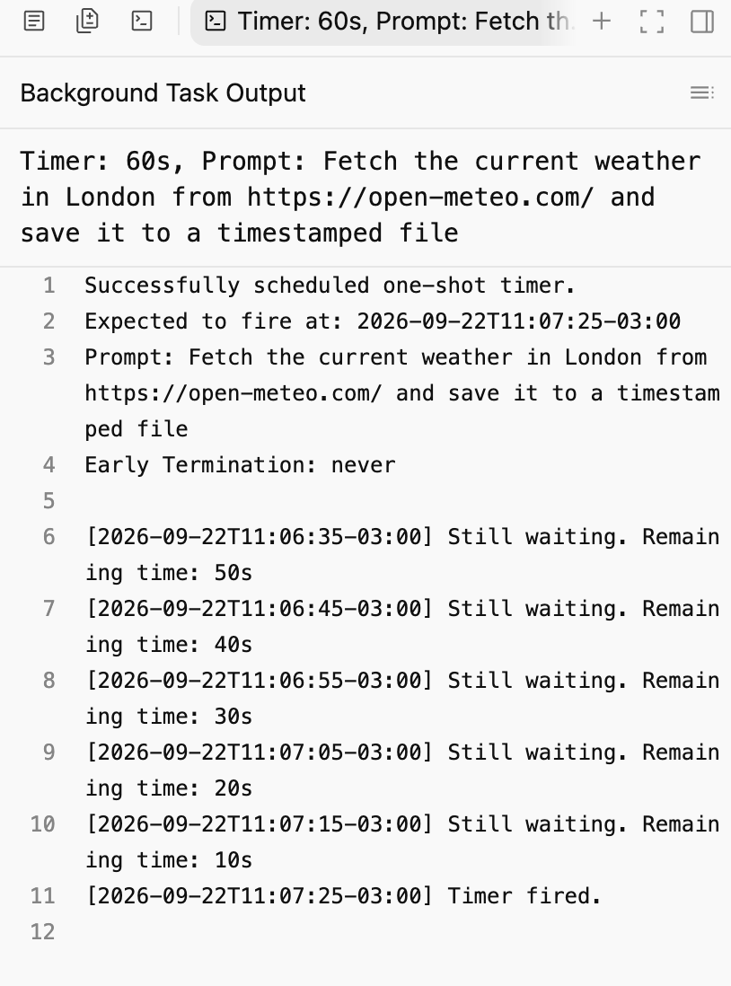 Schedule command background task logs