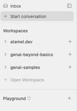 Workspaces list