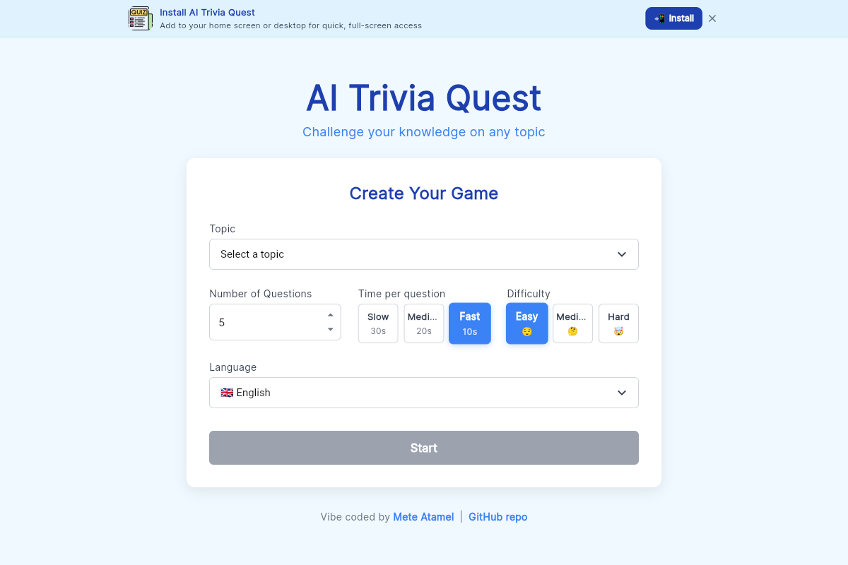 AI Trivia Quest screenshot
